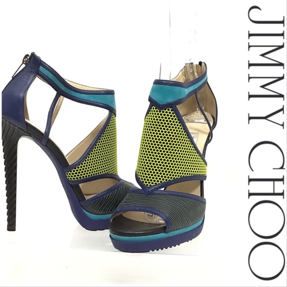 Jimmy Choo Shoes - RARE Jimmy Choo Heels Lime & Turquoise Excellent!